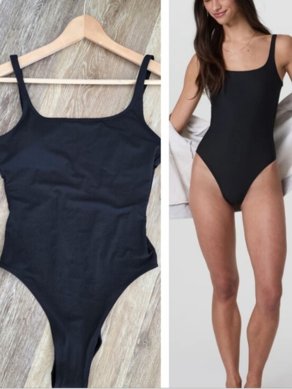Vuori Encinitas One Piece NWT Black Square Neck Retro Low Scoop Back High Leg